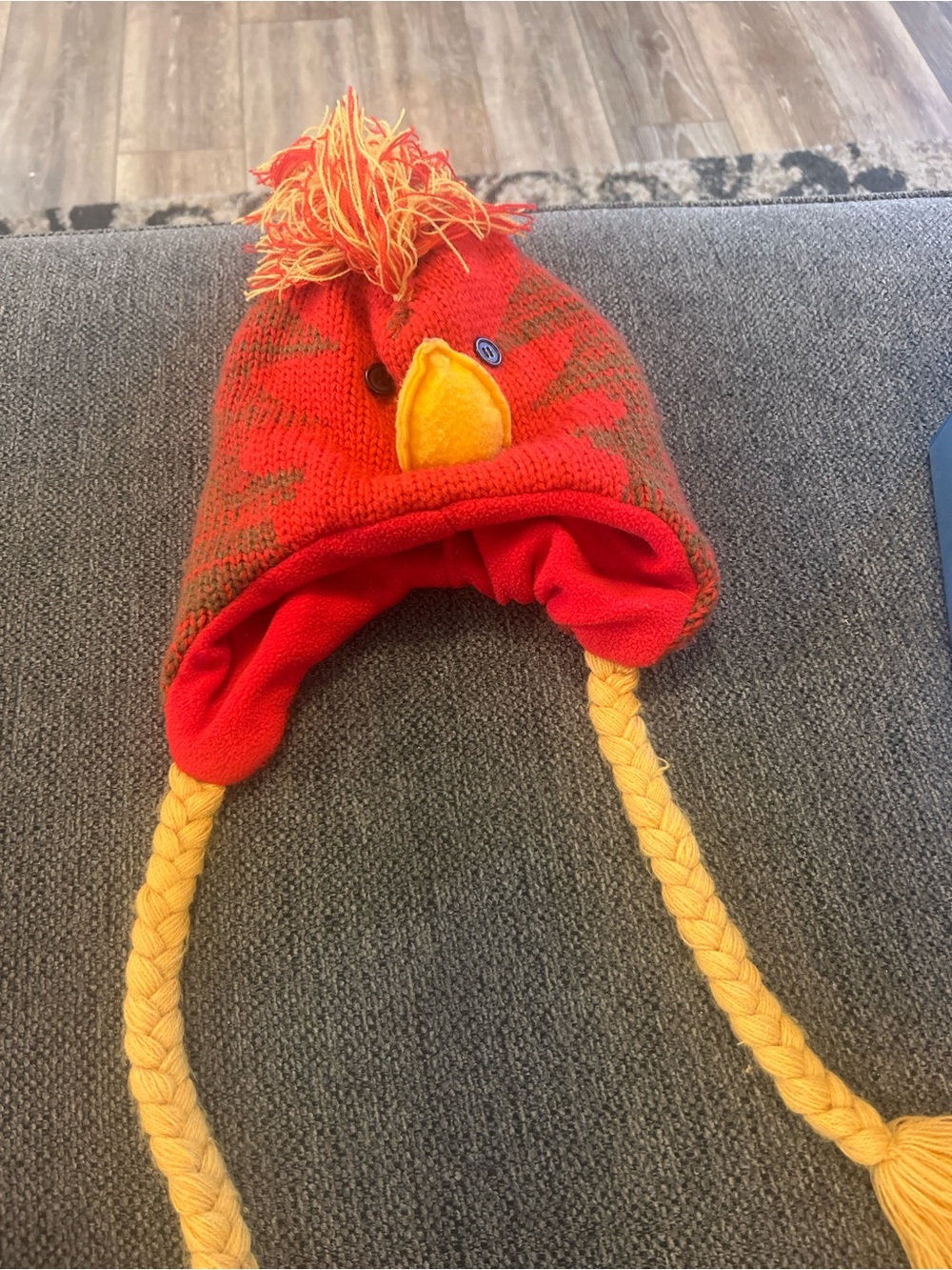 Arizona Jean Company Red and Yellow Animal Earflap Knit Hat